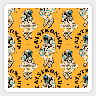 Astronaut Black Cat Pattern in yellow Sticker